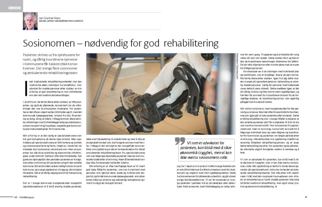 Sosionomen – nødvendig for god rehabilitering